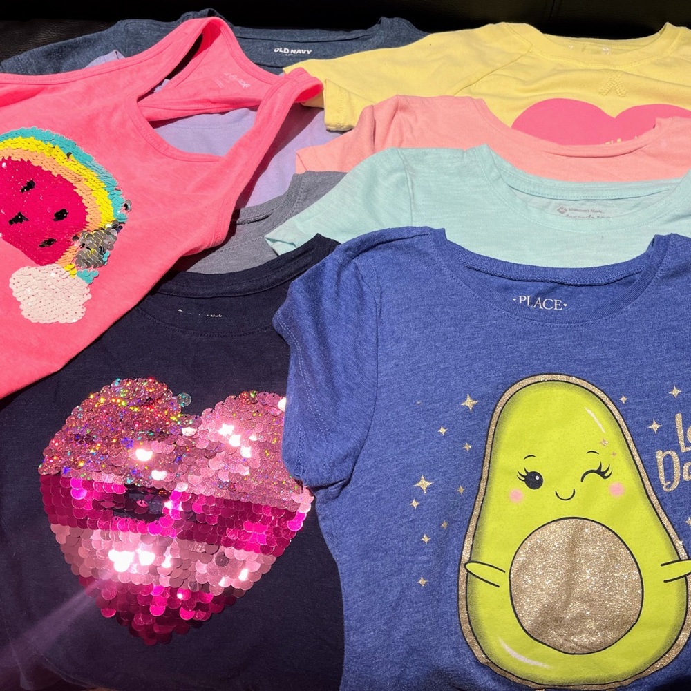 Lot 9 Shortsleeve T-shirts Kids Play shirts Girls Size 7/8 Kids Bundle